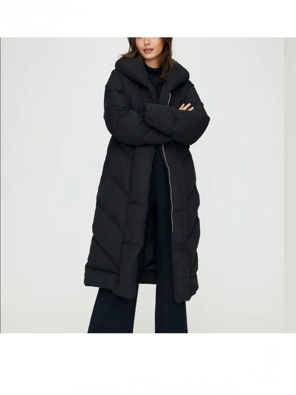 Wilfred Black Goose Down Duvet Puffer Coat